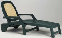 Лежак RIALTO (цвет зеленый с Rattan, складной) пластиковый