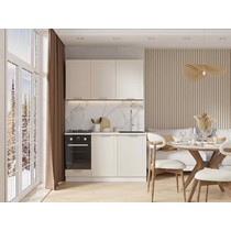 Кухня Альфа 1,4 м (холст белый, мрамор лацио)