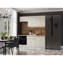 Кухня Альфа 1,8 м (холст белый, мрамор лацио)