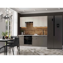 Кухня Альфа 2,0 м (холст белый, холст вулкан, мрамор лацио)