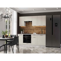 Кухня Альфа 2,0 м (холст белый, мрамор лацио)