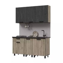 Кухня Эдинбург 1.6 (Фасад железный камень/Корпус дуб крафт серый)