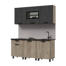 Кухня Эдинбург 1.8 (Фасад железный камень/Корпус дуб крафт серый)