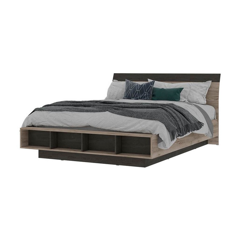 Кровать КР-01 Эдинбург (дуб крафт серый/железный камень)