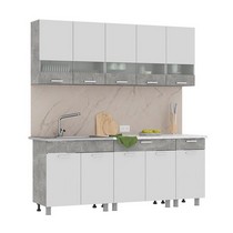 Кухня Денвер 2,0 (Фасад белый/Корпус ателье светлое)