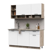 Кухня Рица 1,6 (крафт серый/белый текстура)