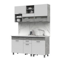 Кухня Денвер 1,6 (Фасад белый/Корпус ателье светлое)