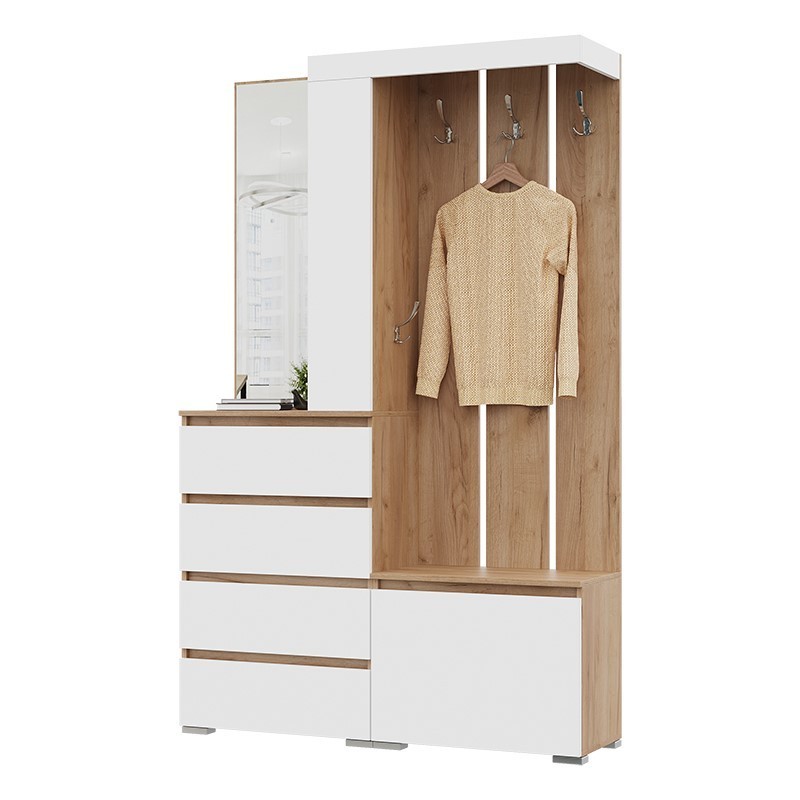 Прихожая Хелен ПР-01 (дуб крафт золотой/белый)