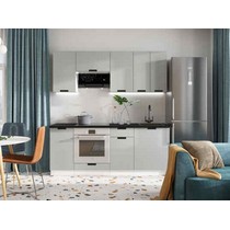 Кухня Сахара 2 м белый/холст грей (столешница - кастилло темный)