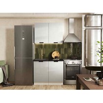 Кухня Сахара 1 м белый/холст грей (столешница - кастилло темный)