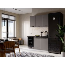 Кухня Призма 1,4 м белый/асфальт суперматовый (столешница - кастилло темный)