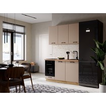 Кухня Призма 1,4 м дуб крафт золото/мокко суперматовый (столешница - дуб вотан)