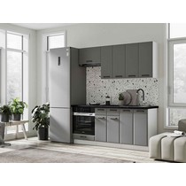 Кухня Призма 1,8 м белый/асфальт суперматовый (столешница - кастилло темный)