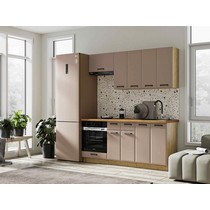 Кухня Призма 1,8 м дуб крафт золото/мокко суперматовый (столешница - дуб вотан)