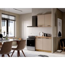 Кухня Призма 1 м дуб крафт золото/мокко суперматовый (столешница - дуб вотан)