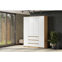 Шкаф для одежды и белья 4х дверный Денвер (дуб золотой/белый)