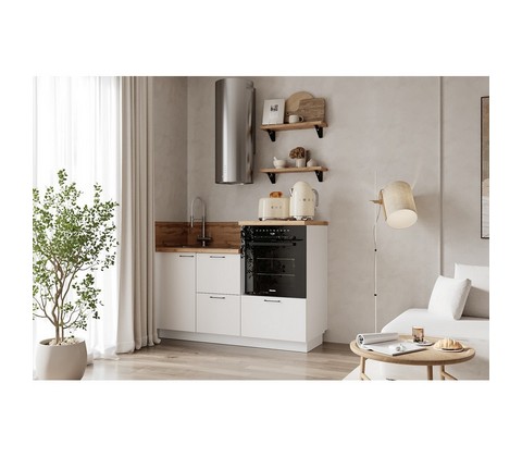 Кухонный гарнитур 1500 вариант 3 Лизет (белый софт матовый)