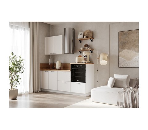 Кухонный гарнитур 2100 вариант 2 Лизет (белый софт матовый)