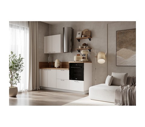 Кухонный гарнитур 2100 вариант 5 Лизет (белый софт матовый)