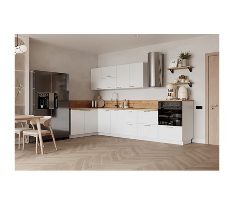 Кухонный гарнитур угловой 1500х3150 вариант 5 Лизет (белый)