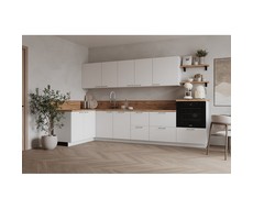 Кухонный гарнитур угловой 1500х3150 вариант 4 Лизет (белый софт матовый)