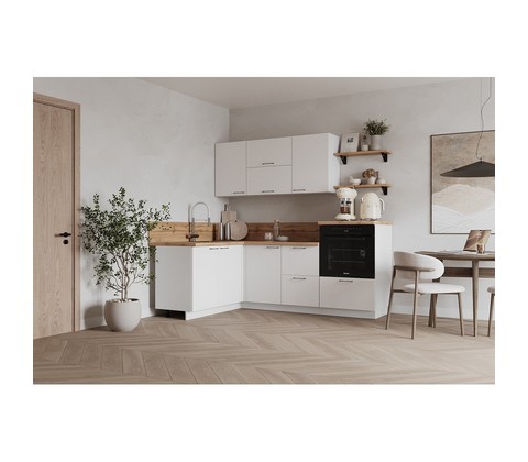 Кухонный гарнитур угловой 1500х2100 Лизет (белый софт матовый)