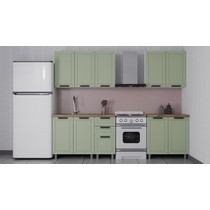 Кухонный гарнитур Аленушка 2 м Лилия Фиcташка/Фисташка, черный (без столешницы)