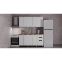 Кухонный гарнитур Аленушка 1,6 м Лилия Молочный/Молочный, скоба черный, сонома