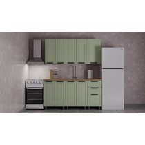 Кухонный гарнитур Аленушка 1,6 м Лилия Фиcташка/Фисташка, скоба черный, сонома