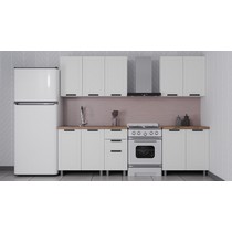 Кухонный гарнитур Аленушка 2 м Лилия Молочный/Молочный, скоба черный, сонома