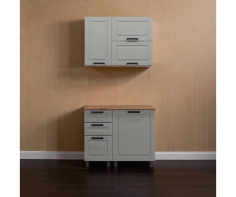 Кухонный гарнитур Аленушка 1 м с 3 ящиками Астра Керамика, скоба черный, сонома