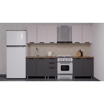 Кухонный гарнитур Аленушка 2 м Лаванда Кашемир/Сталь, черный (без столешницы)