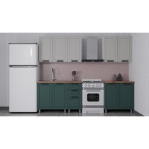 Кухонный гарнитур Аленушка 2 м Лилия Керамика/Изумруд, черный (без столешницы)