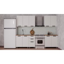 Кухонный гарнитур Аленушка 2 м Магнолия Молочный/Молочный, скоба черный, сонома