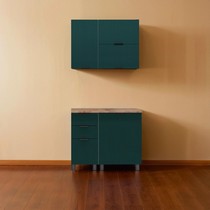 Кухонный гарнитур Аленушка 1 м с 3 ящиками Лотос Изумруд, скоба антрацит, сонома