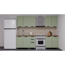 Кухонный гарнитур Аленушка 2 м Лаванда Фисташка/Фисташка, черный (без столешницы)