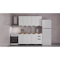 Кухонный гарнитур Аленушка 1,6 м Лаванда Молочный/Молочный, скоба черный, сонома