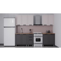 Кухонный гарнитур Аленушка 2 м Лилия Кашемир/Сталь, черный (без столешницы)