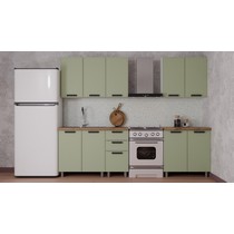 Кухонный гарнитур Аленушка 2 м Магнолия Фисташка/Фисташка, черный (без столешницы)