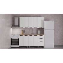 Кухонный гарнитур Аленушка 1,6 м Магнолия Молочный/Молочный, скоба черный, сонома