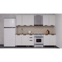 Кухонный гарнитур Аленушка 2 м Лаванда Молочный/Молочный, черный (без столешницы)