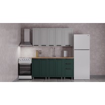 Кухонный гарнитур Аленушка 1,6 м Лилия Керамика/Изумруд, скоба черный, сонома