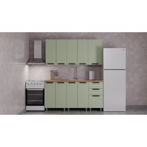 Кухонный гарнитур Аленушка 1,6 м Лаванда Фиcташка/Фисташка, черный (без столешницы)