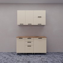 Кухонный гарнитур Аленушка 1,4 м с ящиком Орхидея Крем, скоба черный, сонома