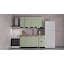 Кухонный гарнитур Аленушка 1,6 м Магнолия Фисташка/Фисташка, черный (без столешницы)