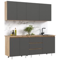 Кухня Челси 2,0м компоновка 2 (дуб крафт, графит-кастилло)