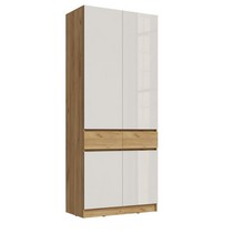 Шкаф двухстворчатый Роджина (дуб крафт, белый глянец)