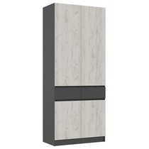 Шкаф двухстворчатый Роджина (графит, дуб крафт белый)