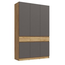 Шкаф трехстворчатый Роджина (дуб крафт, графит)