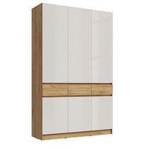 Шкаф трехстворчатый Роджина (дуб крафт, белый глянец)